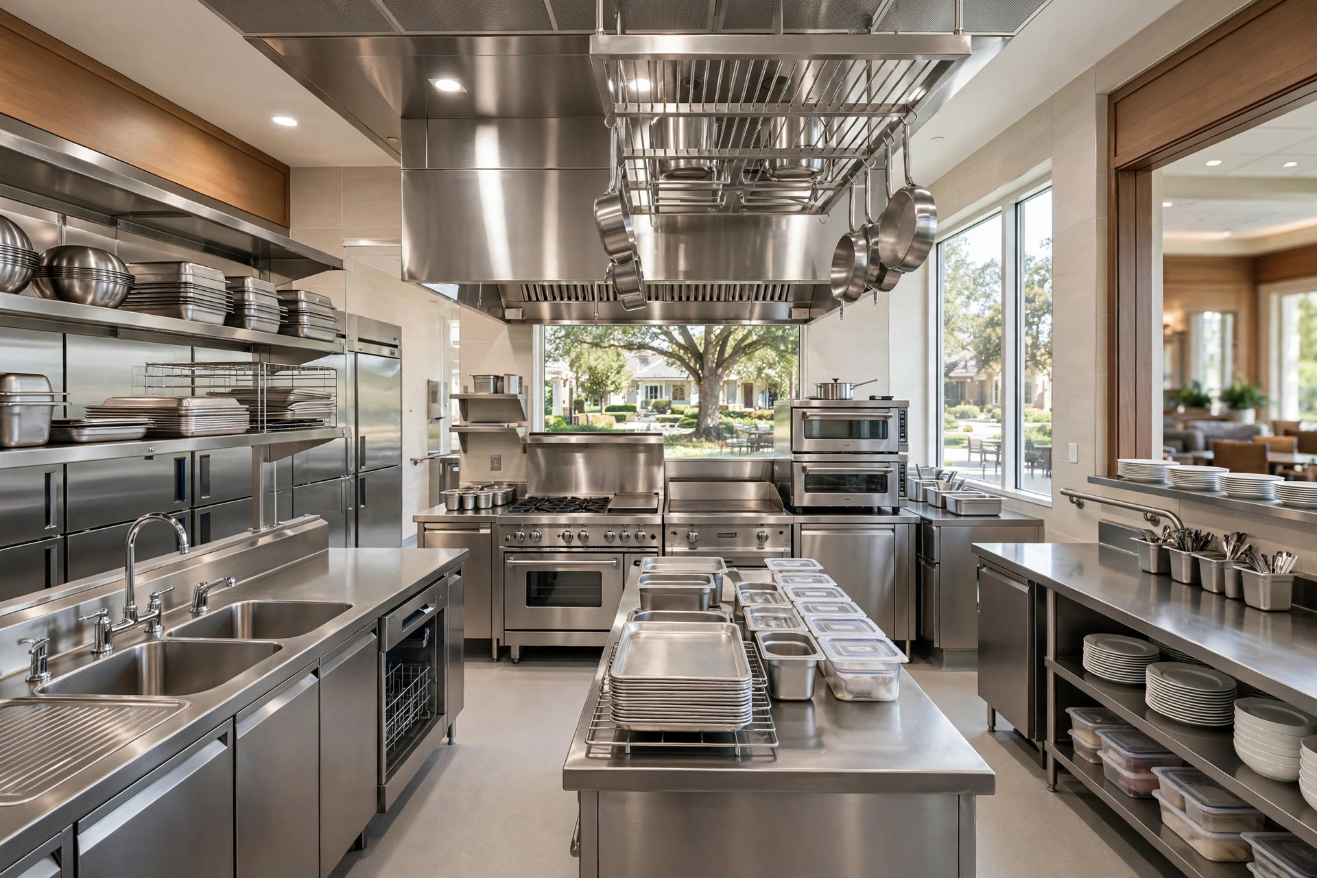 Commercial kitchen in a senior living community